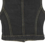JACK MORGAN Womens Black Cotton Sleeveless Button Jacket S Denim Vest Stylish