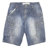 STEVE KETELL Mens Denim Blue Cargo Shorts 2XL W34 Casual Button Closure