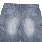 STEVE KETELL Mens Denim Blue Cargo Shorts 2XL W34 Casual Button Closure
