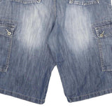 STEVE KETELL Mens Denim Blue Cargo Shorts 2XL W34 Casual Button Closure