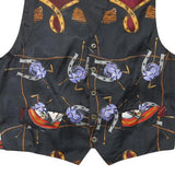 Mens Black & Burgundy Horsebit Print Button Jacket XS Polyester Blend Stylish