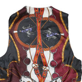 Mens Black & Burgundy Horsebit Print Button Jacket XS Polyester Blend Stylish