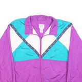 BOLD SPIRIT Womens Purple & Turquoise White Nylon Jacket M Vintage Colourblock
