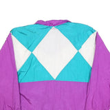 BOLD SPIRIT Womens Purple & Turquoise White Nylon Jacket M Vintage Colourblock