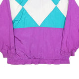 BOLD SPIRIT Womens Purple & Turquoise White Nylon Jacket M Vintage Colourblock