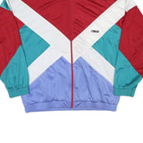 O'BRIAN Mens Red White & Teal & Purple Jacket XL Polyester Blend Colourblock