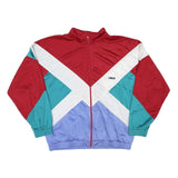 O'BRIAN Mens Red White & Teal & Purple Jacket XL Polyester Blend Colourblock