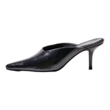 DORATEYMUR Mule Heels Black Leather Womens UK 4