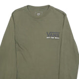 VANS Mens Green Long Sleeve Crew Neck Logo T-Shirt XS Off The Wall Cotton Blend