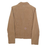 MARLBORO Womens Beige Brown Cotton Blend Button Jacket M Woven Embroidered