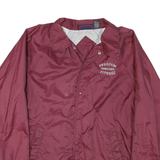 Mens Maroon Coach Nylon Jacket M Plain Lightweight Button Closure Long Sleeve