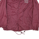 Mens Maroon Coach Nylon Jacket M Plain Lightweight Button Closure Long Sleeve