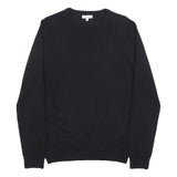 REISS Mens Black Plain Pullover Jumper Crew Neck Basic Knit S Wool Blend