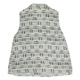 PUT U MAYO Womens Green & White Printed Sleeveless Shirt M Cotton Blend Button