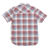 LEVI'S Mens Red & Blue Check Shirt M Cotton Blend Casual Summer Short Sleeve
