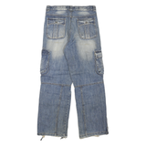 Womens Regular Fit Cargo Style Denim Blue Jeans W30 L27 Cotton Blend Zip