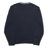 NAUTICA Mens Navy Blue Plain Cotton Jumper Crew Neck Basic Knit XL Casual