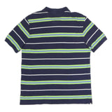 CHAPS Mens Navy Blue Green & White Striped Short Sleeve Polo Shirt M Casual