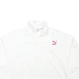 PUMA Womens White Pullover Sweatshirt M Cropped Quarter Zip Logo Sport