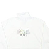 PUMA Womens White Pullover Sweatshirt M Cropped Quarter Zip Logo Sport