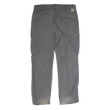 CARHARTT Mens Regular Grey Relaxed Fit Cargo Trousers W36 L32 Workwear Utility