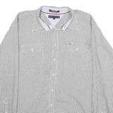 TOMMY HILFIGER Mens White & Black Check Shirt XL Cotton Long Sleeve Casual
