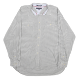 TOMMY HILFIGER Mens White & Black Check Shirt XL Cotton Long Sleeve Casual