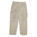CARHARTT Mens Regular Beige Cargo Cotton Blend Trousers W36 L29 Workwear Zip