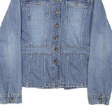 DKNY Womens Blue Denim Cotton Blend Button Jacket S Classic Fit Casual Outerwear