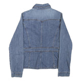 DKNY Womens Blue Denim Cotton Blend Button Jacket S Classic Fit Casual Outerwear