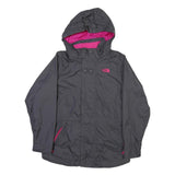 THE NORTH FACE Womens Grey & Pink Outdoor Jacket L Polyester Blend Zip Hooded