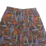 GREENWICH SQUARE Womens Brown Orange Purple Abstract Print A-Line Knee Length