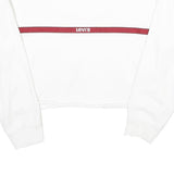 LEVI'S Womens White & Red Crew Neck XXS Cropped Cotton Sweatshirt