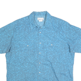 WRANGLER Mens Blue Paisley Print Shirt XL Cotton Blend Casual Short Sleeve
