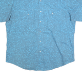 WRANGLER Mens Blue Paisley Print Shirt XL Cotton Blend Casual Short Sleeve