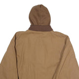 Mens Brown Cotton Hooded Zip Jacket XL Plain Casual Workwear Outdoor