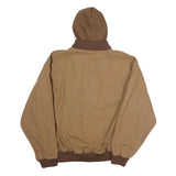 Mens Brown Cotton Hooded Zip Jacket XL Plain Casual Workwear Outdoor