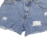 LEVI'S Womens Blue Denim Casual Shorts S W26 Distressed Fashion