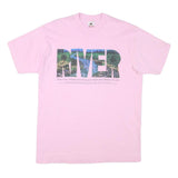 Mens Pink Cotton Blend Graphic T-Shirt XL Short Sleeve Crew Neck River Print