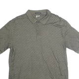 AUSTIN Mens Grey Short Sleeve Polo Shirt L Cotton Patterned Casual