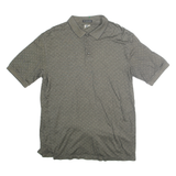 AUSTIN Mens Grey Short Sleeve Polo Shirt L Cotton Patterned Casual
