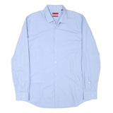 HUGO BOSS Mens Blue Shirt L Cotton Blend Classic Formal Long Sleeve Button