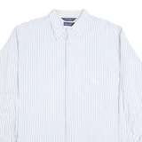 NAUTICA Mens Blue & White Stripe Cotton Blend Shirt XL Long Sleeve Button Collar