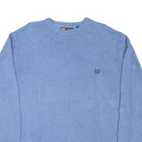 CHAPS Mens Blue Chunky Knit Crew Neck Jumper 2XL Cotton Blend Pullover Classic