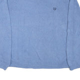 CHAPS Mens Blue Chunky Knit Crew Neck Jumper 2XL Cotton Blend Pullover Classic