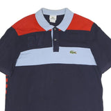 LACOSTE Mens Navy & Red Striped Cotton Blend Short Sleeve Polo Shirt XL 27 Patch