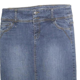 BOBA LOVE Womens Blue Denim Pencil Knee Length Cotton Skirt S Classic Casual