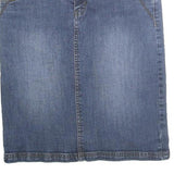 BOBA LOVE Womens Blue Denim Pencil Knee Length Cotton Skirt S Classic Casual