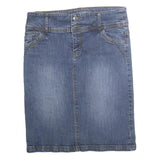 BOBA LOVE Womens Blue Denim Pencil Knee Length Cotton Skirt S Classic Casual