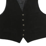 Mens Black Plain Button Jacket L Polyester Blend Classic Waistcoat Vest